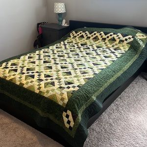 Green Patchwork Handmade Quilt